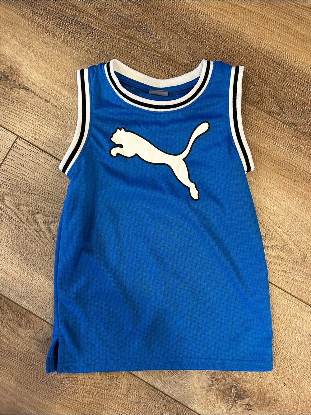 Puma Blue Sleeveless Athletic Tank with White Logo (6)